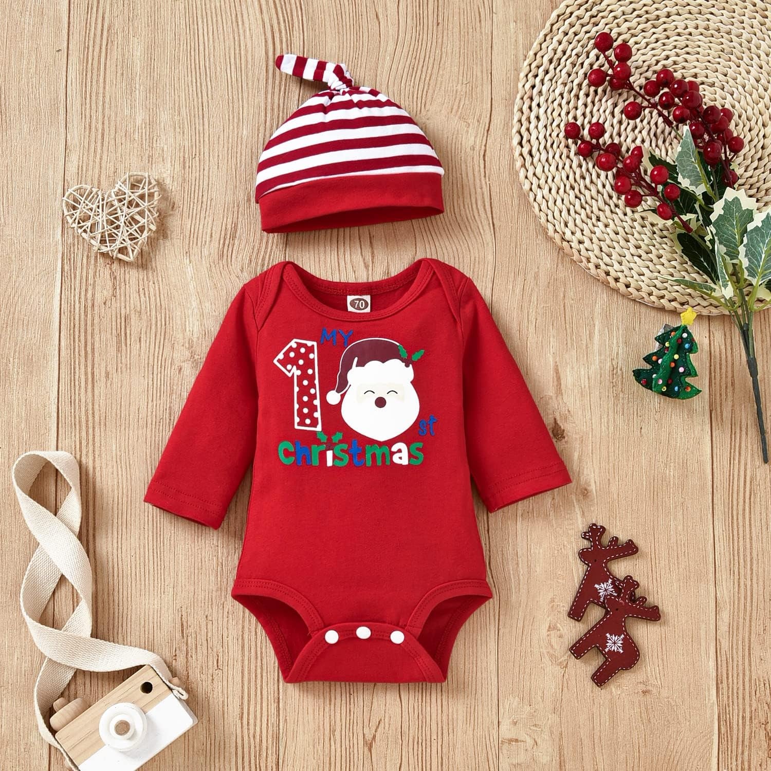 Infant Baby Boys Girls My First Christmas Outfits Bodysuit Xmas Clothes Set