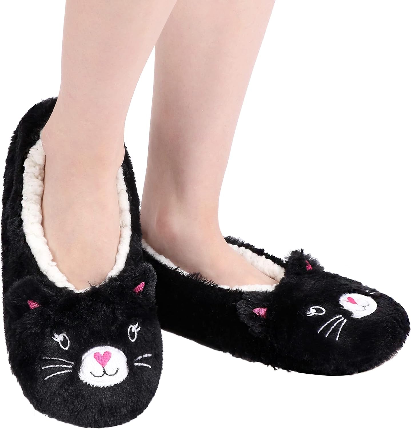 Kid'S Animal Slipper Socks, Cartoon Cozy Fleece Indoor Slipper, Fluzzy Warm Bedroom Shoes