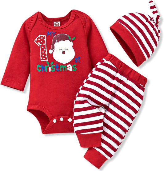 Infant Baby Boys Girls My First Christmas Outfits Bodysuit Xmas Clothes Set