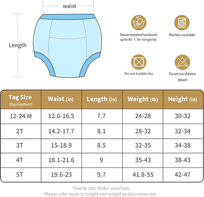 Toddler Training Pants, Soft Cotton Absorbent Training Underwear for Baby Boys & Girls