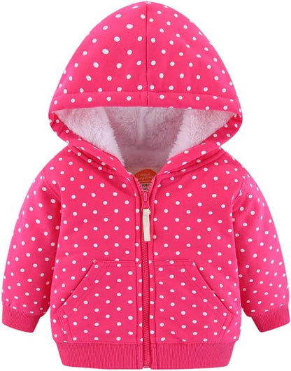 Unisex Kids Winter Hoodies Faux Fur Girls Hooded Jackets Cute Prints