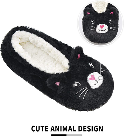 Kid'S Animal Slipper Socks, Cartoon Cozy Fleece Indoor Slipper, Fluzzy Warm Bedroom Shoes