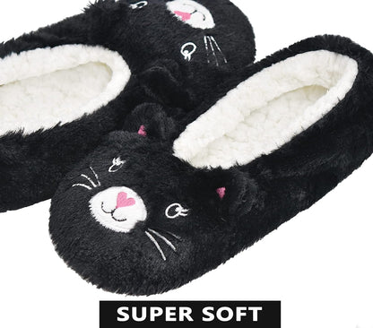 Kid'S Animal Slipper Socks, Cartoon Cozy Fleece Indoor Slipper, Fluzzy Warm Bedroom Shoes